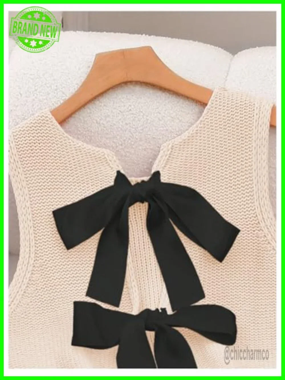Tie Back Cropped Sweater Vest Bow Sleeveless Knit Tank Top Cute Cardigan Dressy